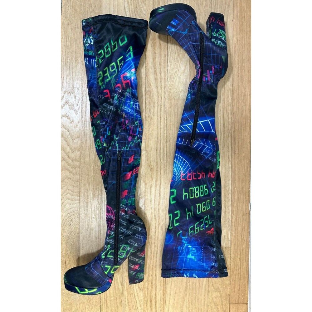 Dolls Kill Matrix Thigh High Boots size 5 Current Mood High Heel Platform Shoes